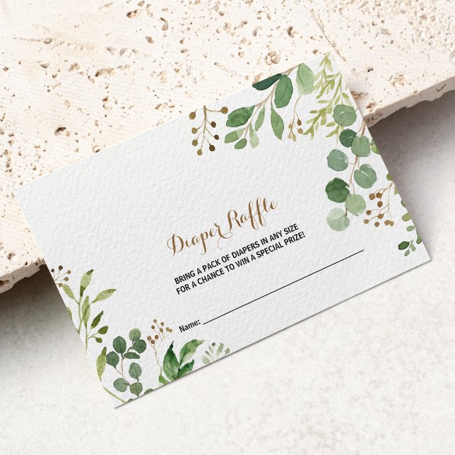 Elegant Eucalyptus Leaf Greenery Diaper Raffle Enclosure Card (Creator Uploaded)