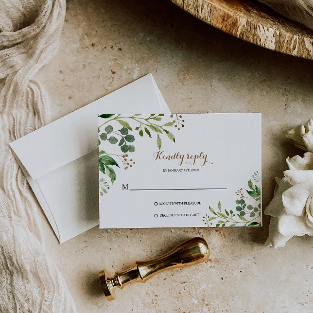 Elegant Eucalyptus Leaf Greenery Rsvp Card (Creator Uploaded)