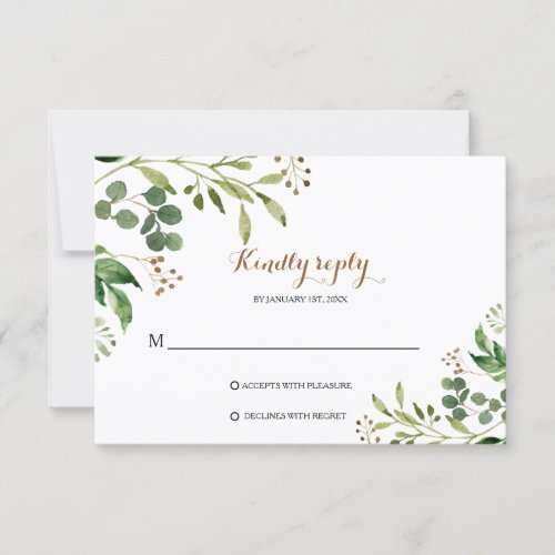 Elegant Eucalyptus Leaf Greenery Rsvp Card