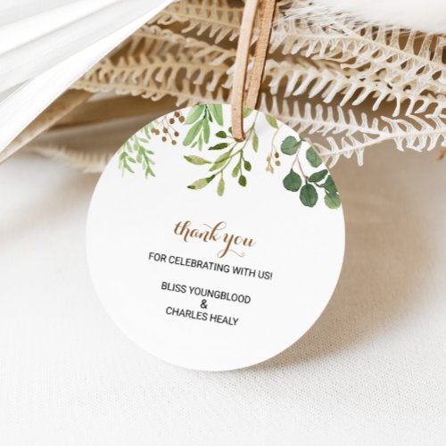 Elegant Eucalyptus Leaf Greenery Thank you Favor Classic Round Sticker