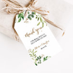 Elegant Eucalyptus Leaf Greenery Thank You Gift Tags<br><div class="desc">These elegant eucalyptus leaf greenery thank you favor tags are perfect for a tropical wedding reception. The design features artistically hand-painted beautiful eucalyptus green leaves arranged into geometric shapes, inspiring natural beauty. Personalize these tags with a short message, your names, and your wedding date. You can change the wording on...</div>