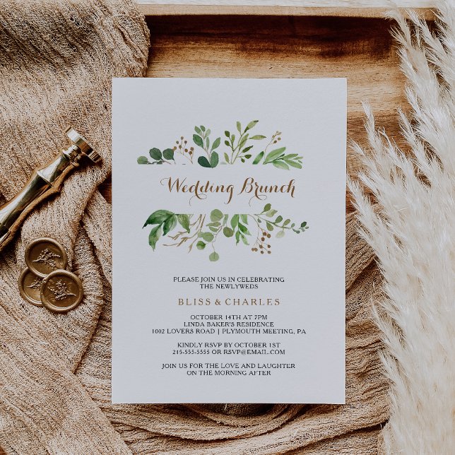 Elegant Eucalyptus Leaf Greenery Wedding Brunch Invitation (Creator Uploaded)