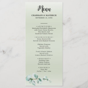 Elegant Eucalyptus leaf Greenery Wedding Menu