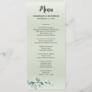 Elegant Eucalyptus leaf Greenery Wedding Menu