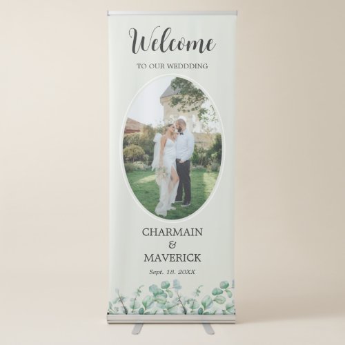 Elegant Eucalyptus leaf Greenery Wedding  Retractable Banner