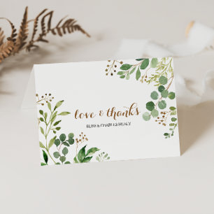 Elegant Eucalyptus Leaf Greenery Wedding Thank You Card