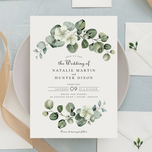 Elegant Eucalyptus Leaves Arch Greenery Wedding Invitation (Creator Uploaded)