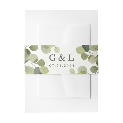 Elegant Eucalyptus Leaves Budget Invitation Invitation Belly Band