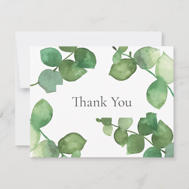 Elegant Eucalyptus Leaves Business Thank You card (Front)