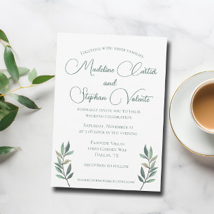Elegant Eucalyptus Leaves Green Modern Wedding Invitation