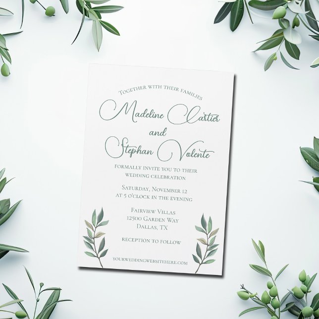 Elegant Eucalyptus Leaves Green Modern Wedding Magnetic Invitation (Creator Uploaded)