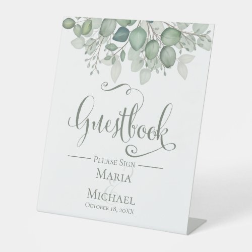 Elegant Eucalyptus Leaves Greenery Foliage Pedesta Pedestal Sign