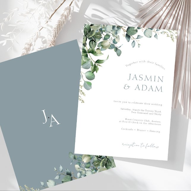 Elegant Eucalyptus Leaves Greenery Foliage Wedding Invitation (Elegant Eucalyptus Leaves Greenery Foliage Wedding Invitation)