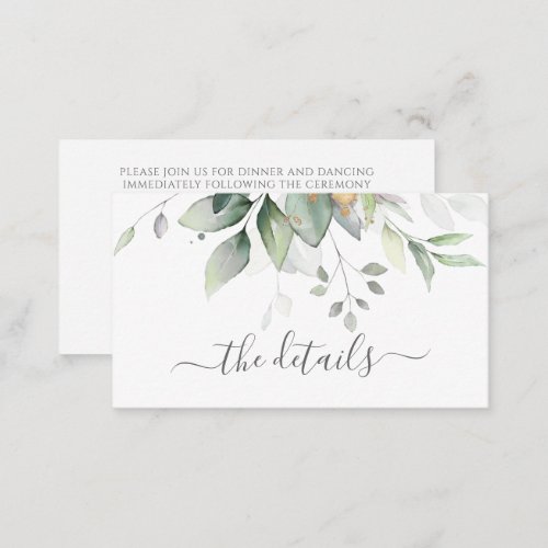Elegant Eucalyptus Leaves Greenery Gold Wedding Enclosure Card