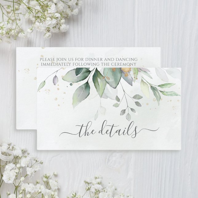 Elegant Eucalyptus Leaves Greenery Gold Wedding Enclosure Card (Creator Uploaded)