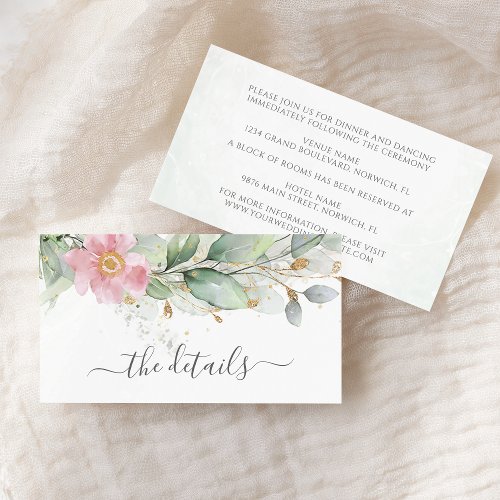 Elegant Eucalyptus Leaves Greenery Gold Wedding Enclosure Card