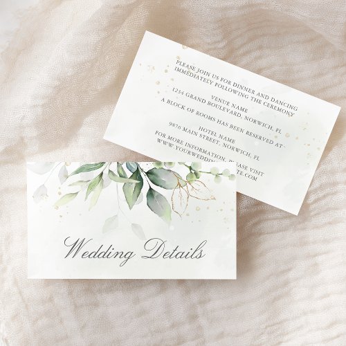 Elegant Eucalyptus Leaves Greenery Gold Wedding Enclosure Card
