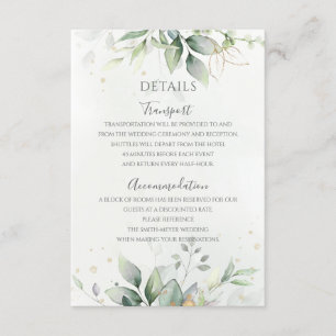 Elegant Eucalyptus Leaves Greenery Gold Wedding Enclosure Card