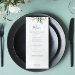 Elegant Eucalyptus Leaves Greenery Gold Wedding Menu<br><div class="desc">Beautiful wedding menu cards featuring watercolor eucalyptus and gold leaves.</div>