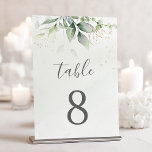 Elegant Eucalyptus Leaves Greenery Gold Wedding Table Number<br><div class="desc">Beautiful wedding table numbers featuring watercolor eucalyptus and gold leaves. Perfect choice for outdoor weddings.</div>
