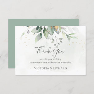 Elegant Eucalyptus Leaves Greenery Gold Wedding Thank You Card