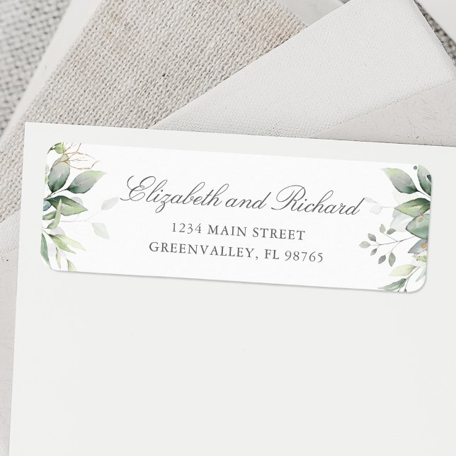 Elegant Eucalyptus Leaves Greenery Return Label (Let your return address be a work of art with this personalized eucalyptus leaves greenery label.)