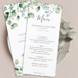 Elegant eucalyptus leaves greenery simple wedding  menu<br><div class="desc">Created to coordinate with our "Airy Eucalyptus and Gold Elegant Wedding" collection, this customizable wedding menu is perfect for any stylish, and elegant marriage dinner. Featuring a contemporary and airy bouquet of eucalyptus leaves complemented with delicate and soft greenery and golden specks (printed), this menu is easily customizable to include...</div>