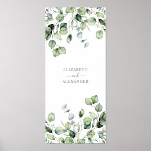 Elegant eucalyptus leaves greenery simple wedding poster