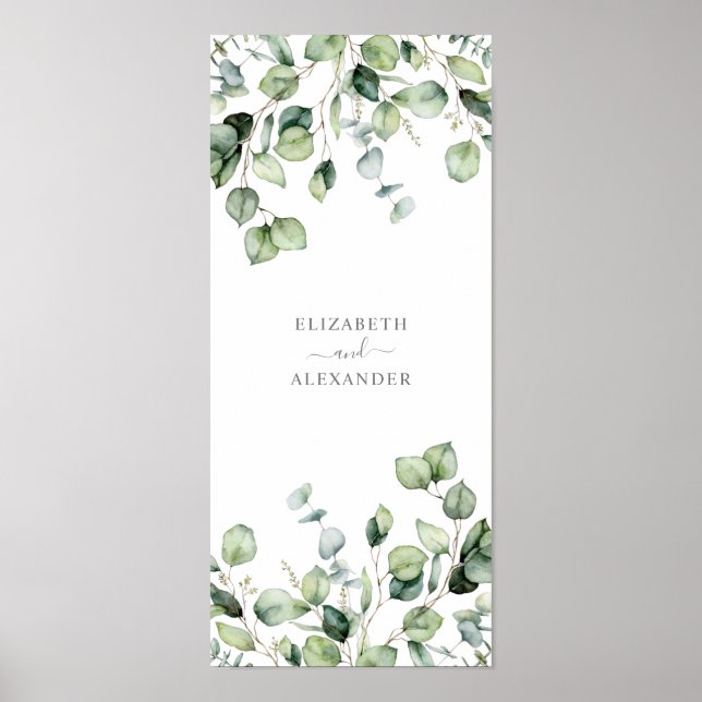 Elegant eucalyptus leaves greenery simple wedding  poster (Front)