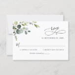 Elegant Eucalyptus Leaves Greenery Wedding RSVP Card<br><div class="desc">Designed to coordinate with our Boho Greenery wedding collection,  this customizable RSVP card,  features a watercolor greenery foliage with calligraphy graphic text,  paired with a classy serif & modern sans font in black. Matching items available.</div>