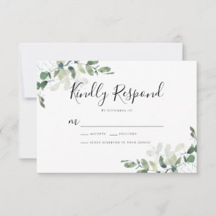 Elegant Eucalyptus Leaves Greenery Wedding RSVP Card