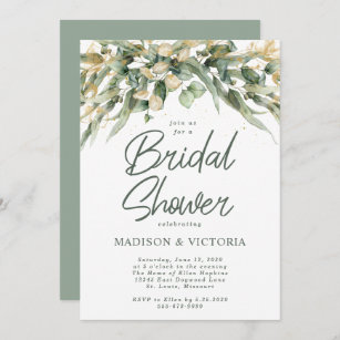 Elegant Eucalyptus Leaves LGBTQ Bridal Shower Invi Invitation