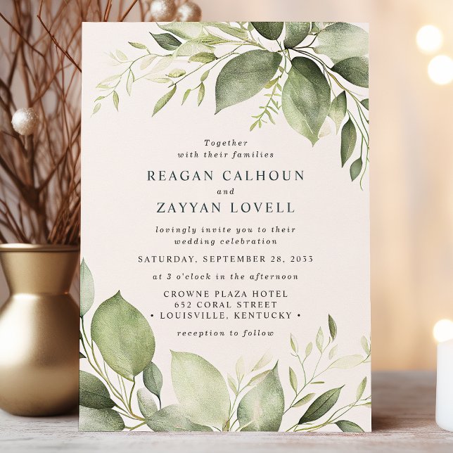Elegant Eucalyptus Leaves Modern Wedding Invitation (Creator Uploaded)