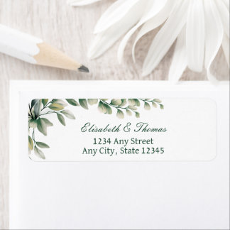 Elegant eucalyptus leaves return address label 