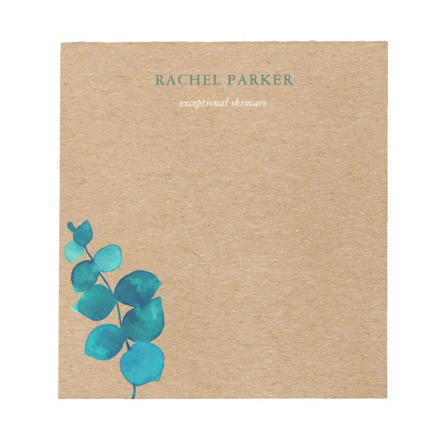 Elegant Eucalyptus Leaves Rustic Kraft Notepad (Front)
