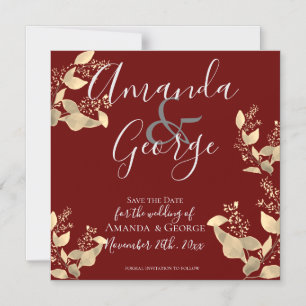 Elegant Eucalyptus Leaves Save The Date Magnetic Invitation