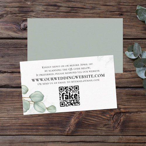 Elegant Eucalyptus Leaves Simple Foliage QR Code Business Card