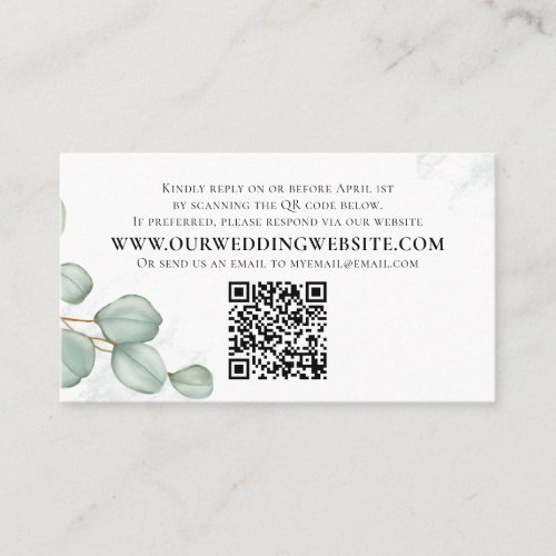 Elegant Eucalyptus Leaves Simple Photo QR Code  Business Card
