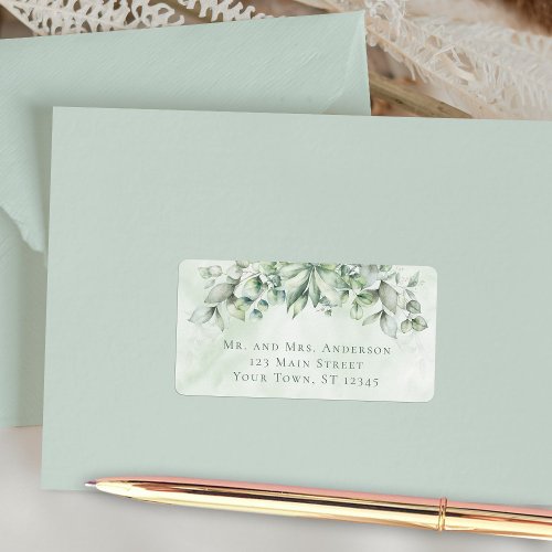 Elegant Eucalyptus Leaves Wedding Address Label