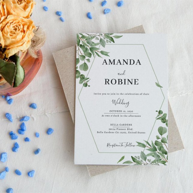 Elegant Eucalyptus Leaves Wedding Invitation (Creator Uploaded)