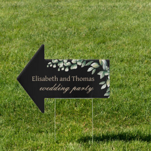 Elegant eucalyptus leaves wedding party sign