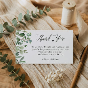 Elegant Eucalyptus Leaves Wedding Table Thank You Enclosure Card