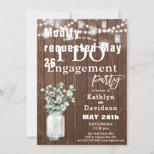 Elegant Eucalyptus Mason Jar I DO Engagement Party Invitation