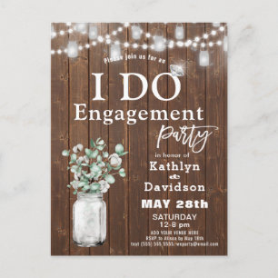 Elegant Eucalyptus Mason Jar I DO Engagement Party Invitation Postcard