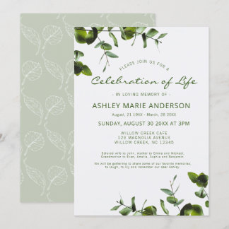 Elegant Eucalyptus Memorial Celebration Of Life Invitation