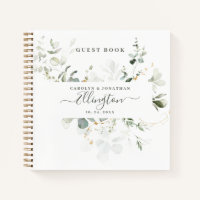 Elegant Eucalyptus Modern Script Photo Guest book