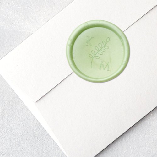 Elegant Eucalyptus Monogram Minimalist Wedding Wax Seal Stamp