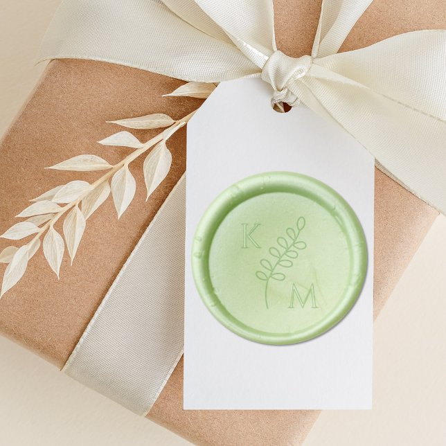 Elegant Eucalyptus Monogram Minimalist Wedding Wax Seal Sticker (Creator Uploaded)