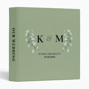 elegant eucalyptus monogram sage green albums 3 ring binder