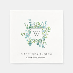 Elegant Eucalyptus Monogram Wedding Napkins